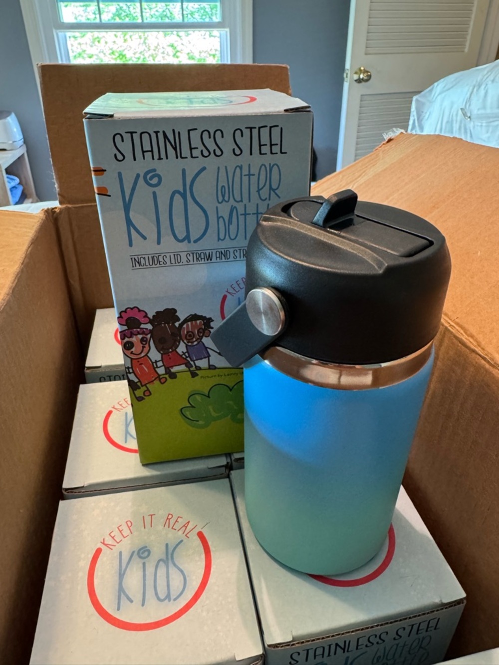 Stainless Steel Water Bottle - Blue/Teal
